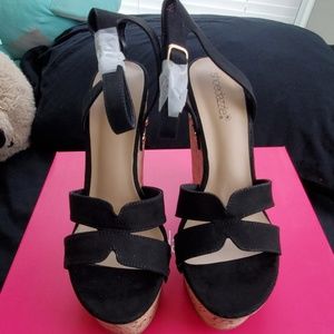 ShoeDazzle Black Wedges